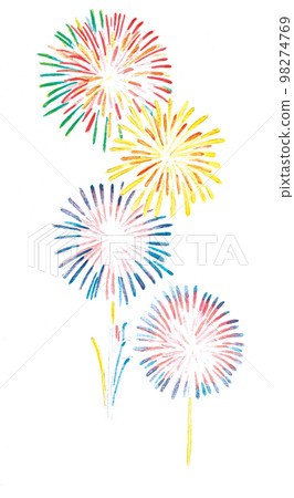 Watercolor: Fireworks 98274769