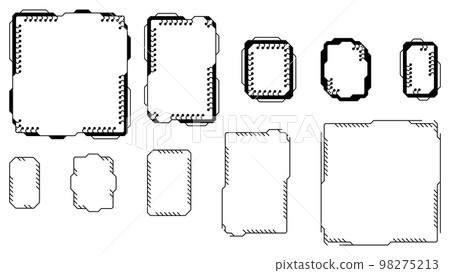 Set of tech frames isolated on white background. Hud frame with pcb elements. Design element. 98275213
