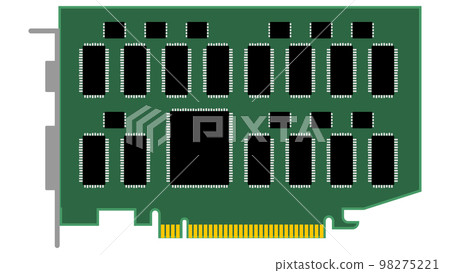 Computer board for pc with chipsets isolated on white background. Clipart. 98275221