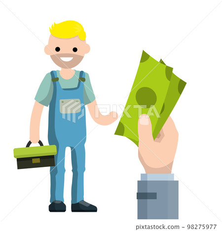 Cartoon illustration - technician man in uniform 98275977