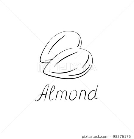 Almond cartoon illustration. Simple nut logo for emblem, sticker, package, label, postcard, print design 98276176