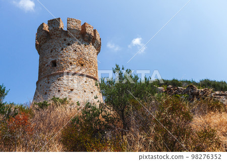 Campanella tower on a sunny day. Corsica island 98276352