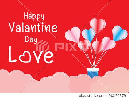 2d paper shape love postcard design for valentine with red background 98276879