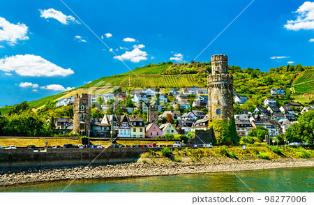 Medieval towers in Oberwesel on the Middle Rhine in Germany 98277006
