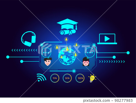 E-learning Internet Technology education concept online learning with webinars, video tutorials, internet lessons 98277983