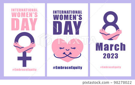 International womens day concept poster. Embrace equity woman illustration background. International womens day concept poster. Embrace equity woman illustration background. 98278022