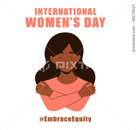 International womens day concept poster. Embrace equity woman illustration background 98278023