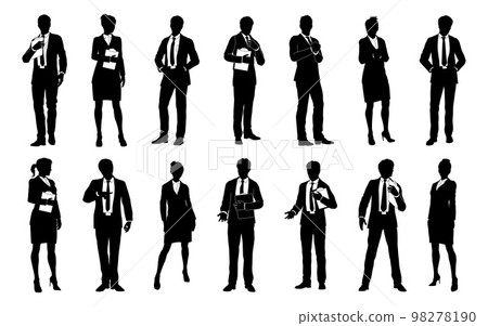 Business People Women and Men Silhouette Set 98278190