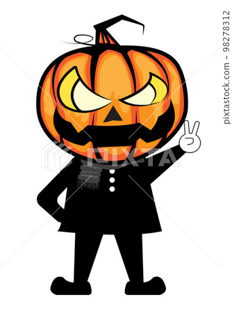 Vector Cartoon Man Wearing Pumpkin Devil Halloween. 98278312