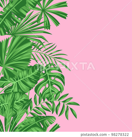 Seamless pattern with stylized palm leaves. Image of tropical foliage and plants. Seamless pattern with stylized palm leaves. Image of tropical foliage and plants. 98278322