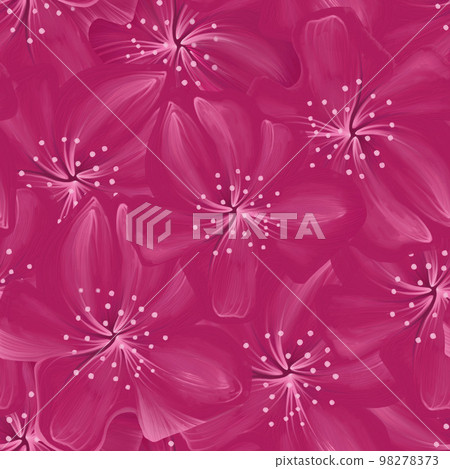 Oil painting floral seamless pattern. Abstract textured crimson pink flowers. Oil painting floral seamless pattern. Abstract textured crimson pink flowers. 98278373