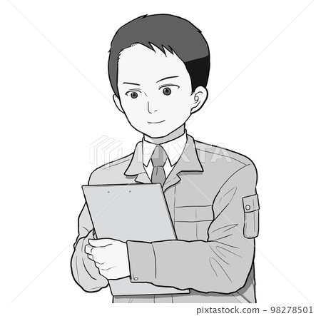 男灰色工作服打勾 男灰色工作服打勾 98278501