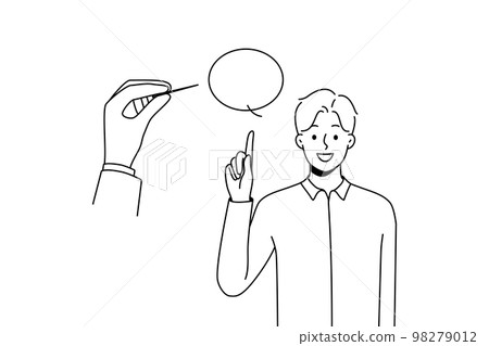 Huge hand puncture speech bubble 98279012