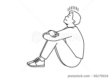 Unhappy man suffer from depression and loneliness  98279026