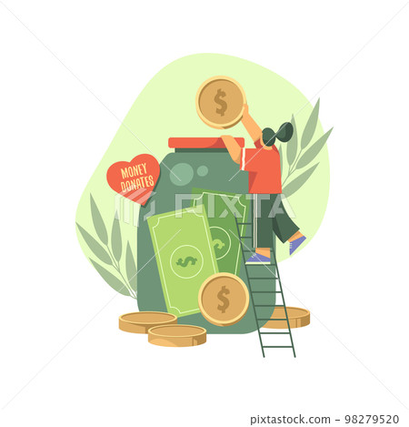 Money donation or charity fund, vector banner. Money donation or charity fund, vector banner. 98279520