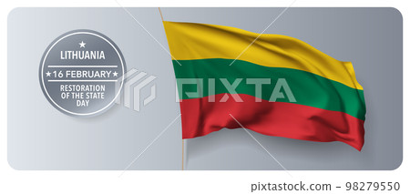 Lithuania restoration of the state day vector banner, greeting card 98279550