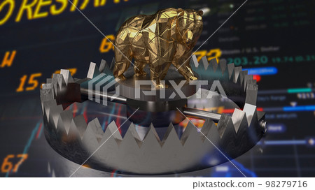 The gold bear on trap for business concept 3d rendering The gold bear on trap for business concept 3d rendering 98279716