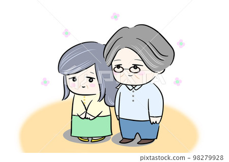 擁抱的夫婦，微笑的夫婦夥伴例證，結婚紀念日，成熟的年齡 98279928