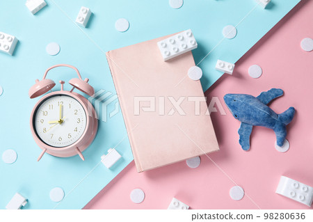 Concept of baby book or books for children, top view Concept of baby book or books for children, top view 98280636