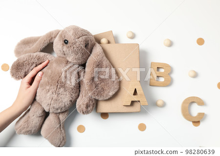 Concept of baby book or books for children, top view 98280639