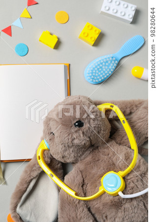Concept of baby book or books for children, top view Concept of baby book or books for children, top view 98280644