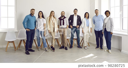 Banner shot of diverse international businesspeople posing in office 98280725