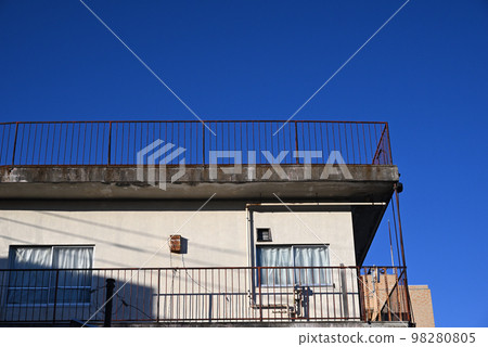 old building and blue sky old building and blue sky 98280805