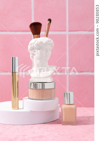 Concept of different female accessories, different cosmetics Concept of different female accessories, different cosmetics 98280853