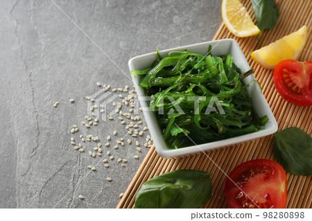 Concept of Japanese cuisine, Chuka salad, space for text Concept of Japanese cuisine, Chuka salad, space for text 98280898