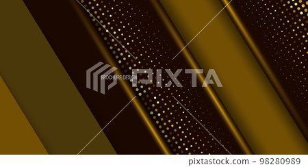 Abstract geometric background from yellow tone stripes with golden halftones and shadows, template design for brochures, posters, design element 98280989