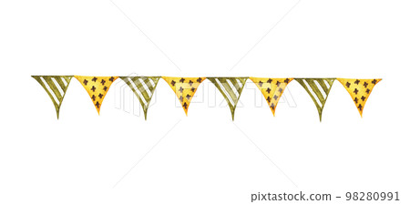 Festive garlands of colored flags. Watercolor illustration. Festive garlands of colored flags. Watercolor illustration. 98280991