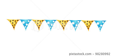 Festive garlands of colored flags. Watercolor illustration. Festive garlands of colored flags. Watercolor illustration. 98280992