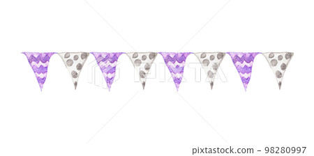 Festive garlands of colored flags. Watercolor illustration. Festive garlands of colored flags. Watercolor illustration. 98280997