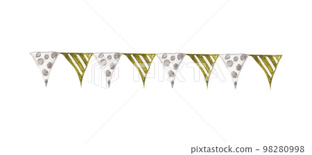 Festive garlands of colored flags. Watercolor illustration. 98280998