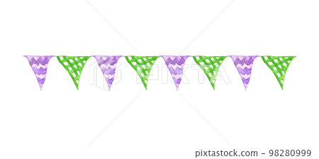 Festive garlands of colored flags. Watercolor illustration. Festive garlands of colored flags. Watercolor illustration. 98280999