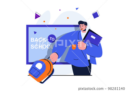 Back to school modern flat concept for web... - Stock Illustration ...