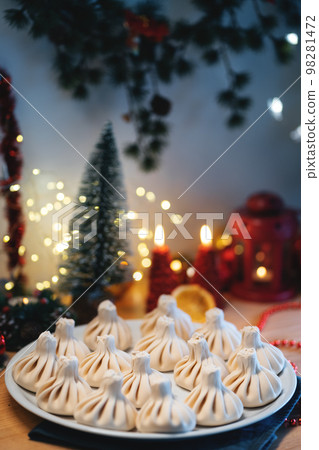 traditional georgian or armenian khinkali food with meat or cheese on christmas traditional georgian or armenian khinkali food with meat or cheese on christmas 98281472