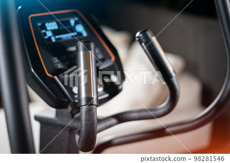 heart rate or pulsometer measure handle on elliptic machine with pulse sensor 98281546