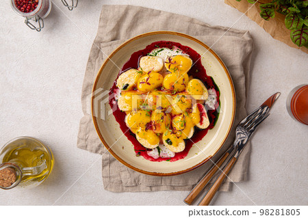 Lazy dumplings with vanilla and cherry sauce 98281805