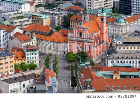 Preseren Square In Ljubljana City From Above Preseren Square In Ljubljana City From Above 98281894