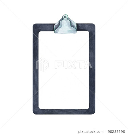 Watercolor painting of Writing pad paper clip board. 98282398