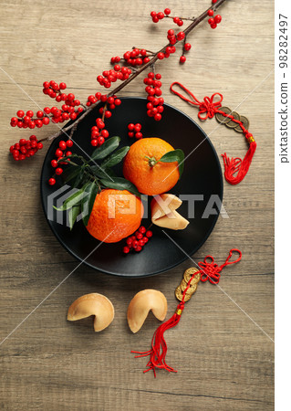 Concept of Happy Chinese new year, top view Concept of Happy Chinese new year, top view 98282497