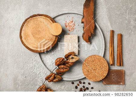 Flat lay of creative moodboard composition, top view Flat lay of creative moodboard composition, top view 98282650