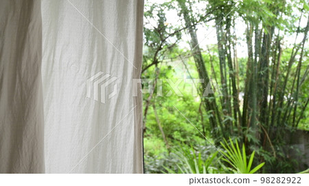 white curtain in the room with natural background 98282922