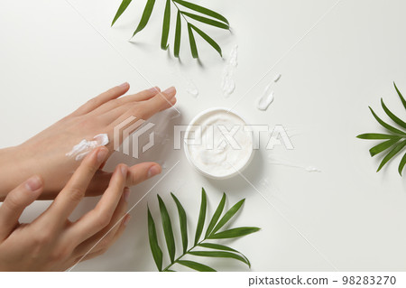 Concept of skin care, cream cosmetic, top view Concept of skin care, cream cosmetic, top view 98283270