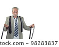 man in a suit and looking many ties on a white background 98283837