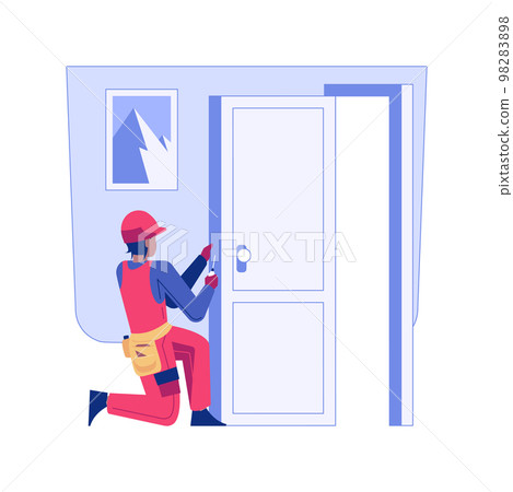 Locksmithing isolated concept vector illustration. Locksmithing isolated concept vector illustration. 98283898