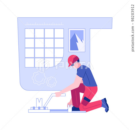 Cutting tiles isolated concept vector illustration. Cutting tiles isolated concept vector illustration. 98283912
