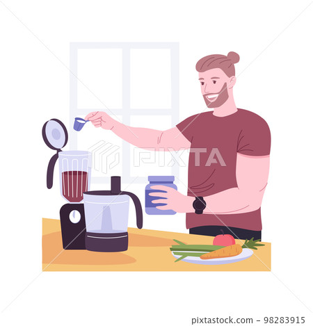 Protein shake isolated cartoon vector illustrations. Protein shake isolated cartoon vector illustrations. 98283915
