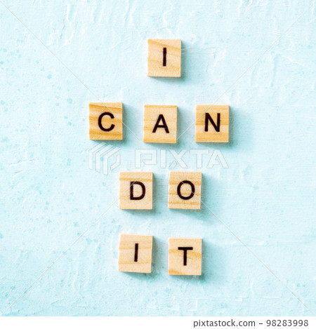 You can do it, square motivational banner with letters on a blue background 98283998